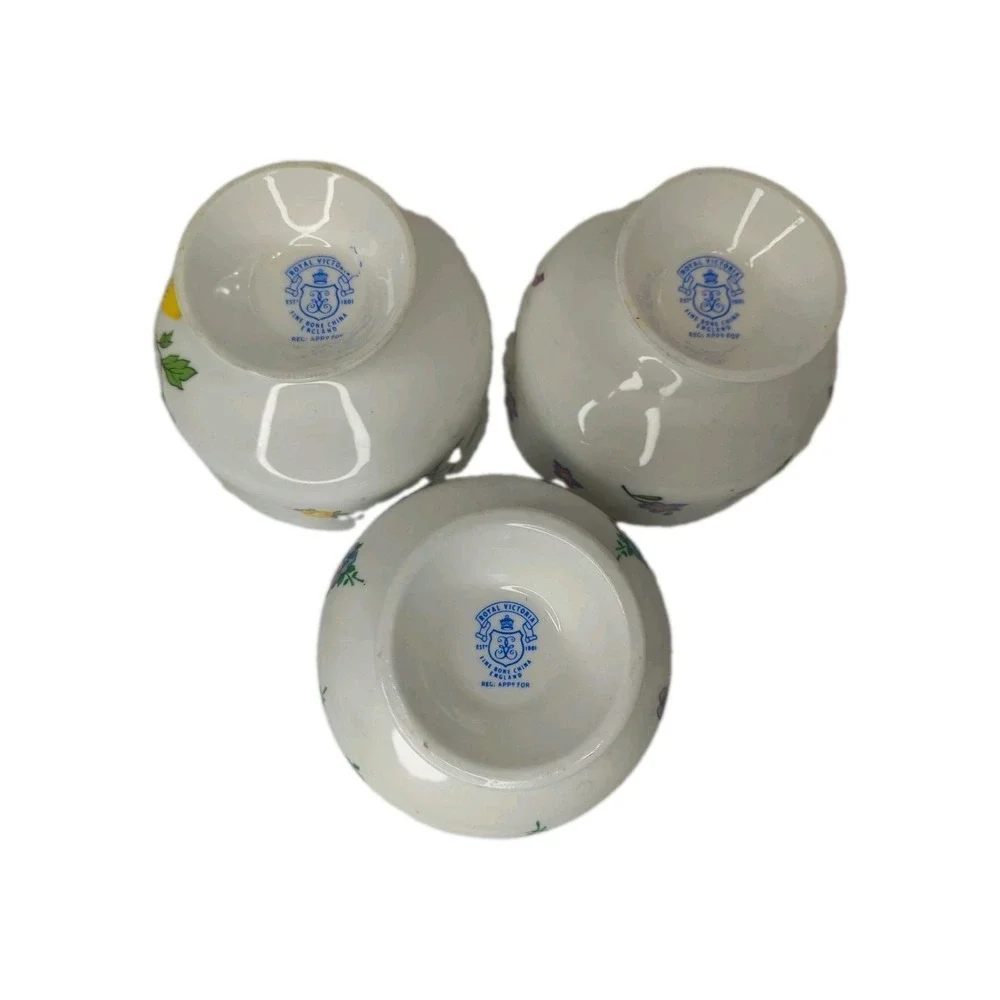 3-Vintage Royal Victoria Fine Bone China Dessert Cups/Mismat. Floral Cottagecore